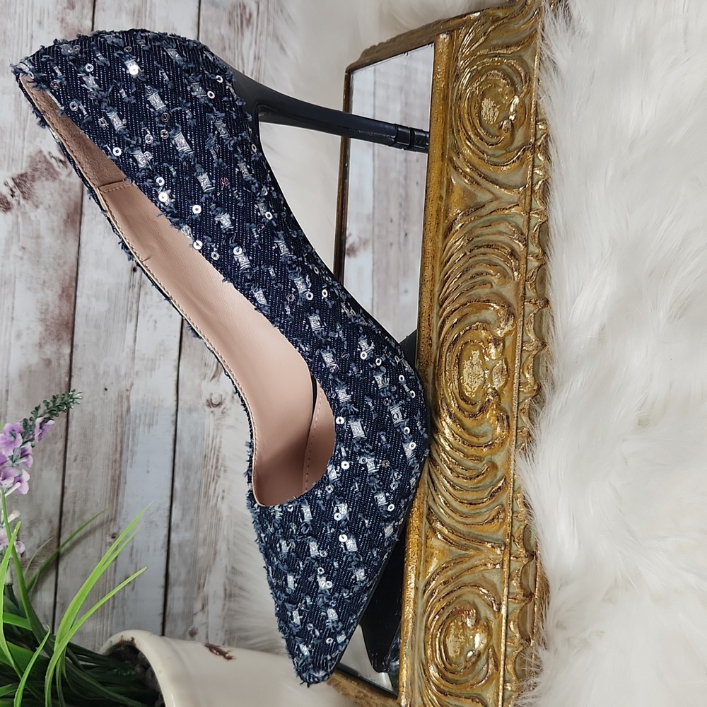 Unilady, Women's Chic Navy Blue Sequin Pointed Toe Heels byCall It Sprg, Sz 8.5 - Picture 2 of 12